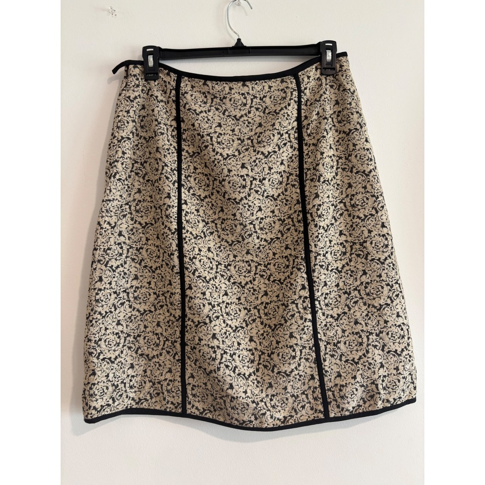 Doncaster Collection Floral Tapestry A-Line Skirt Womens 14 Beige Black Luxury
